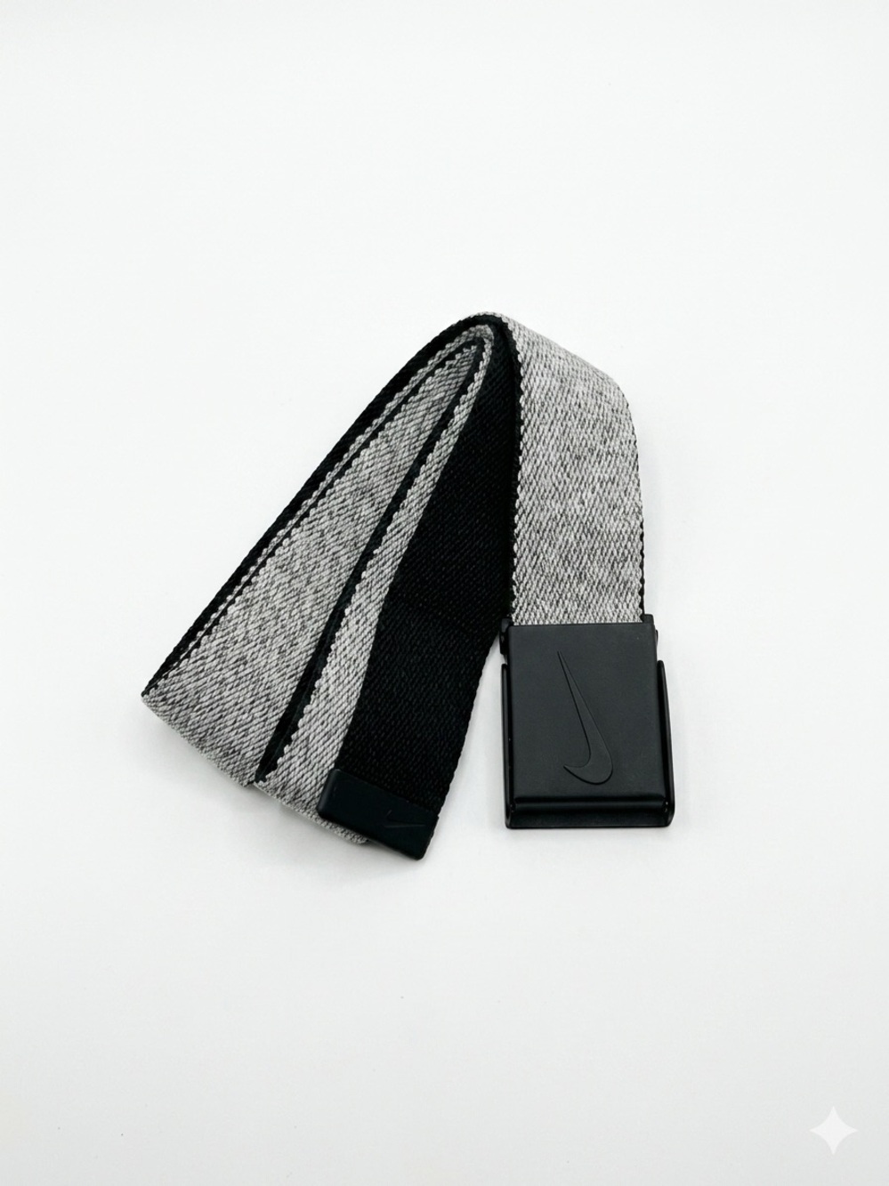 Nike Black and Gray Two-Tone Web Belt with Swoosh Buckle